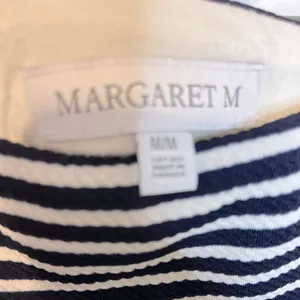 Margaret M Blue and White Striped A-Line Knee-Length Skirt Women’s Size M thumbnail 3
