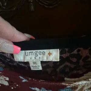 Umgee Red Casual Dress with 3/4 Bishop Sleeves and Scoop Neck thumbnail 2