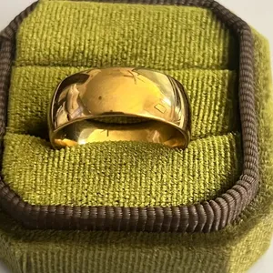 14K Plated Yellow Gold Wide Polished Dome Cigar Band 8mm Band Unisex Size 9 thumbnail 2