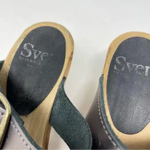 Sven Originals 2 Strap Buckle Wood Swedish Wooden Sandals Clogs Pewter 35 5 thumbnail 12