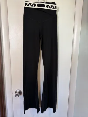 OFFLINE By Aerie Real Me High Waisted Crossover Flare Legging. Black. Medium. thumbnail 4