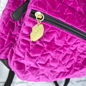 Luv Betsey Johnson Magenta Velvet Quilted Star Mini Backpack Hot Pink Y2K Purse thumbnail 5