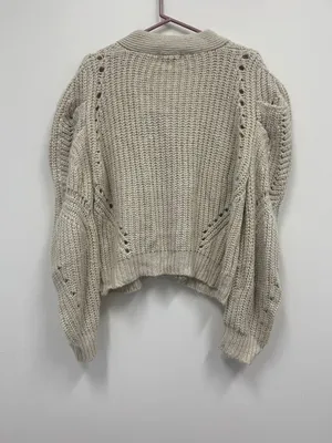 DRIFTWOOD Beige Open-Knit Button-Front Cardigan Size Large thumbnail 2