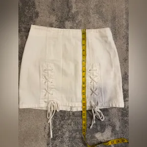 Honey Punch Denim White Lace-Up Skirt thumbnail 5