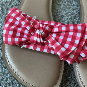 NWT Time & Tru Bow Sandals Red & White Checkered 6 thumbnail 2