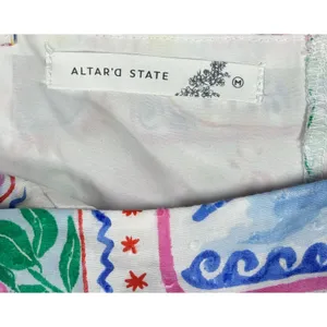 Altar'd State Tropical Postcard Peplum Cami Top Ivory Multi Swiss Dot NWT M thumbnail 5
