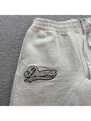 Drama Studded Logo Wide Leg Sweatpants Oatmeal Gray Size Large Oversized Baggy thumbnail 5
