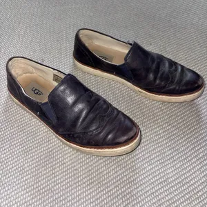 UGG Women's Hadria Navy Blue Leather Slip On Wingtip Loafer Shoes Sz 8 thumbnail 2