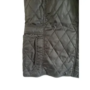 LL Bean Diamond Quilted Full Zip‎ Vest MED Black Plaid Lined Cord Collar thumbnail 6