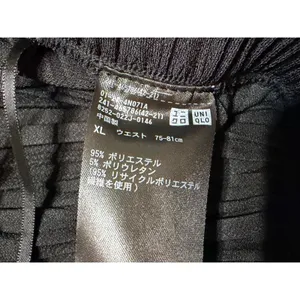 Uniqlo XL black‎ pleated Wide Leg High Rise Elastic Waist Plisse Trousers Pants thumbnail 4