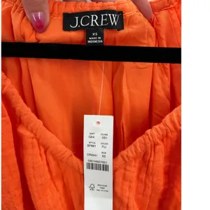 NWT J. Crew Orange Gauze Smocked Waist Midi Maxi Balloon Sleeve‎ Cotton Dress XS thumbnail 5