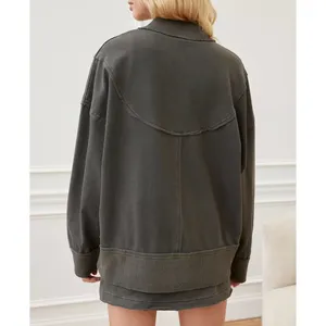 Urban Outfitters Jacket cotton oversized faye zip up womens Gray large boyfriend thumbnail 9