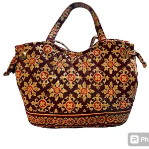 VERA BRADLEY Small Handbag Purse Brown/Beige/Red Print Quilted Cotton thumbnail 13