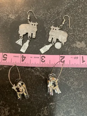 Silver Cow Charm Dangle Earrings thumbnail 2