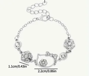 Hello Kitty Gorgeous Stainless Steel Silver Rhinestone Bracelet thumbnail 3