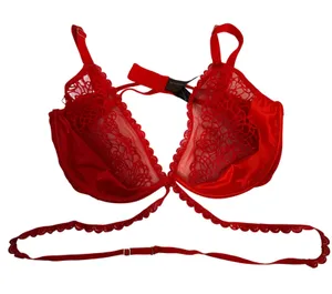 Ann Summers Red Lace Trim Balconette Bra Eyelash Trim Straps‎ Size XL Strappy thumbnail 1