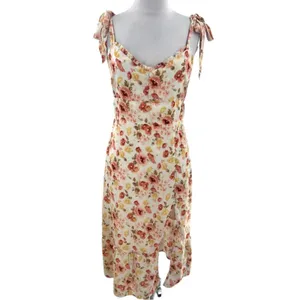 Abercrombie & Fitch floral tie‎ strap slit midi dress size medium petite thumbnail 4