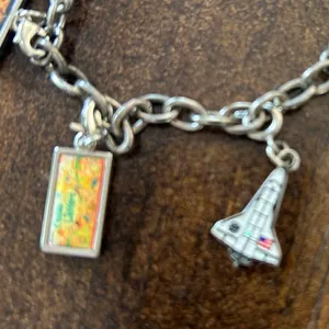 Vintage 80s 90s Mickey Mouse Monopoly Candyland Nasa Charm Bracelet Silver Chain thumbnail 3