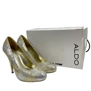 Aldo Glicken Sequins Glitter Pumps Metallic Gold Silver Size 39 thumbnail 10