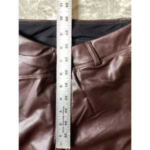 Halara NWOT Womens Faux Leather Flare Pants Chocolate Brown High Waisted XS thumbnail 3