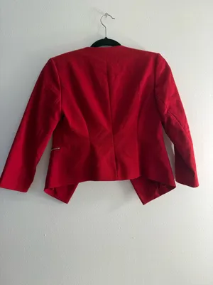 Express Red Open-Front Blazer with Silver Zippers thumbnail 5