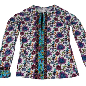 Nanette Lepore Long Sleeve Floral Zip Rash Guard Swim Shirt Size Large thumbnail 3