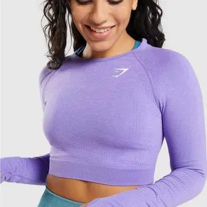 Gymshark Vital Seamless 2.0 Long Sleeve‎ Crop Top Bright Purple Marl size XL thumbnail 1