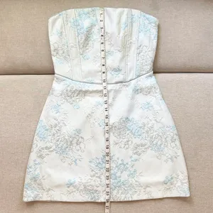 Forever 21 NWT Floral Jacquard Metallic Shimmer Corset Strapless Mini Dress thumbnail 9