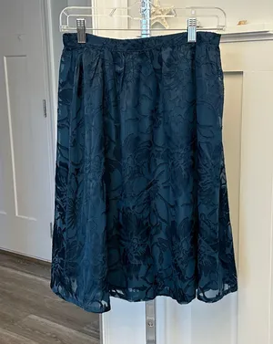 Forever 21 NWT! Sz XS Gorgeous Teal Blue Floral Layered Skirt thumbnail 1