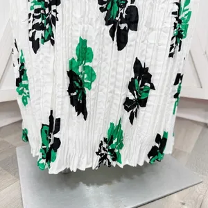 Banana‎ Republic Crinkle Pleat Chiffon Floral Maxi Dress White Green XL thumbnail 8