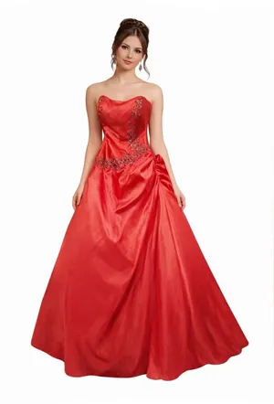 Riva Designs Strapless Beaded Coral Prom Gown NWT Size 6 thumbnail 1