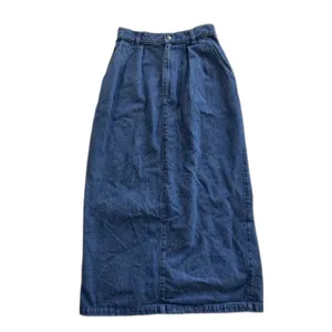 Denim Maxi Skirt Size 6 Pockets Pleated Vintage Made Is USA Y2K 90S thumbnail 2