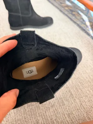 Ugg Josefene black oiled suede flat ankle combat Moto boots 8 thumbnail 8