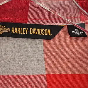 Harley-Davidson Red Plaid Flannel Eagle Graphic Button Down Shirt XL Unisex thumbnail 5
