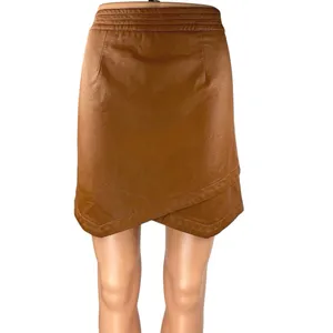Altar'd State Women's Brown Faux Vegan Leather Asymmetric Mini A-Line Skirt M thumbnail 2