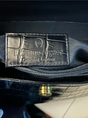 Etienne Aigner Vintage Black Croc-Embossed Leather Shoulder Bag Handbag thumbnail 10