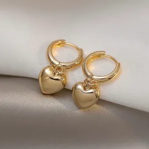 18K Gold Plated Love Heart Dangle Drop Earrings for Women thumbnail 2