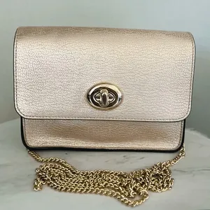 Coach Women's Turnlock Chain Crossbody Leather Bag, Platinum/Gold, NWOT thumbnail 12