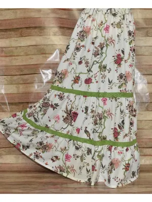 Cream Shabby Chic Floral Smocked Sleeveless Tiered Maxi Dress by Cato Size L thumbnail 6