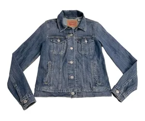 Levi’s Original Trucker Denim Jacket Sz S Blue Stretch Jean Classic S40117 thumbnail 1