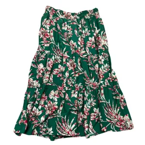by Anthropologie Tiered Floral Maxi Skirt, Green Botanical Print, Size XL thumbnail 2