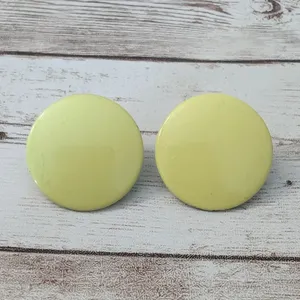 Vintage Clip On Earrings Retro Yellow/Green Circle 1" thumbnail 2