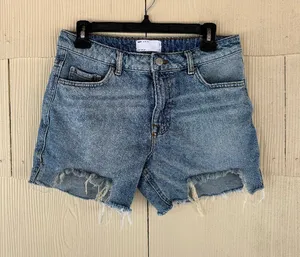 ASOS Design Denim Cutoff Shorts | Mid Blue Wash thumbnail 1