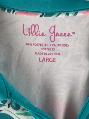 Lilly Pulitzer Teal Floral Polo Top Golf thumbnail 2