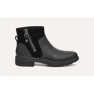 UGG Ankle Boots Women 9.5‎ Black Leather Suede Mixed Media Zipper Casual Booties thumbnail 2