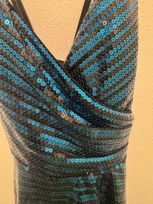City Studio Teal Blue Sequined V-Neck Mini Dress thumbnail 4