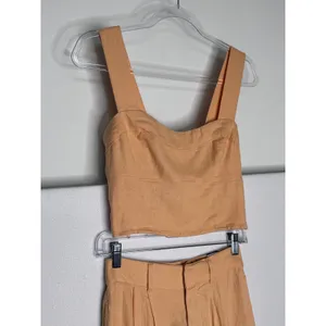 2020s Abercrombie & Fitch Peach Linen Corset Top & Wide Leg Pants Set NWT XS/S thumbnail 16