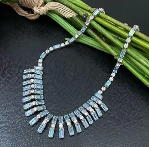 Vintage Unsigned Juliana? Blue Topaz Bib Statement Choker Necklace 35.0g thumbnail 1