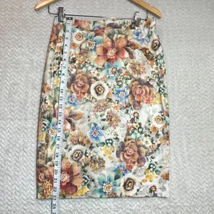 Zara Women's Floral Straight Cotton Blend Vintage-style‎ Skirt Size Small thumbnail 3