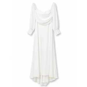 NEW Lulus Lux Bridal Adorna White Off-the-Shoulder Semi-Sheer Chiffon Maxi Dress thumbnail 5